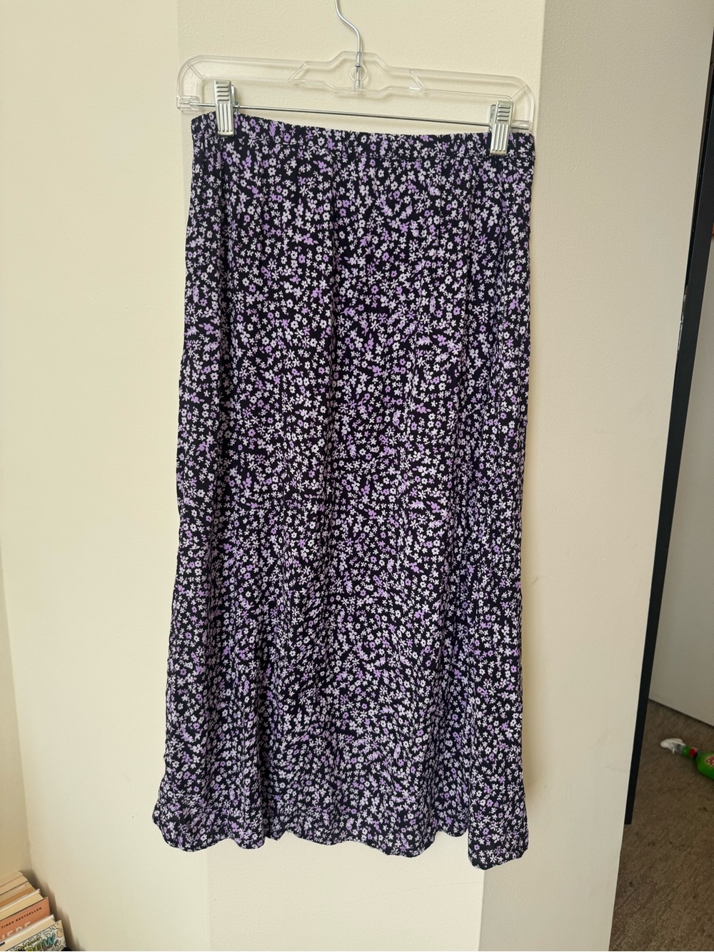 Sportsgirl Black and Purple Floral Midi Skirt